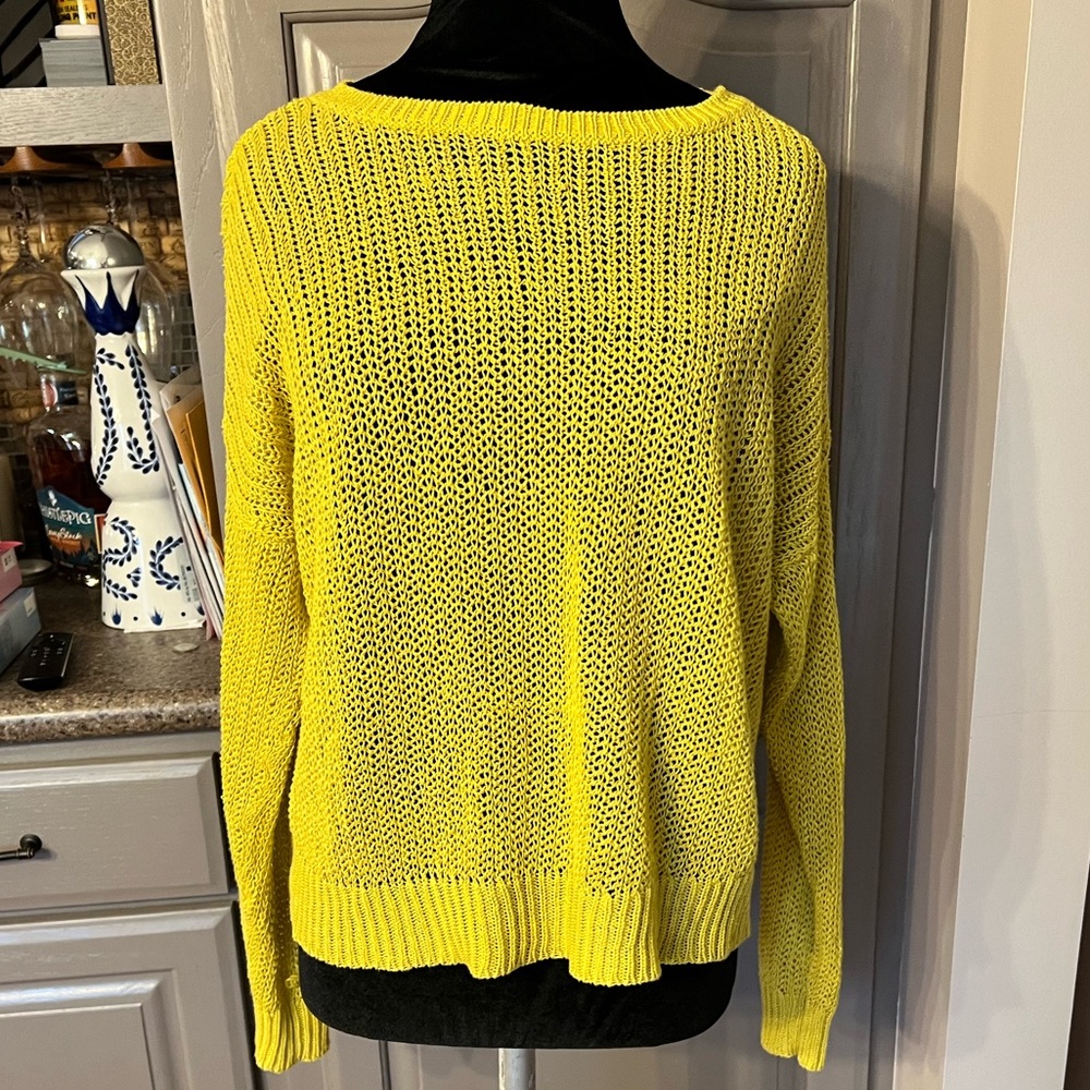 Eileen Fisher Yellow Open Knit Layering Sweater
